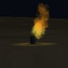 Burning oildrum placeable/triggerable effect
