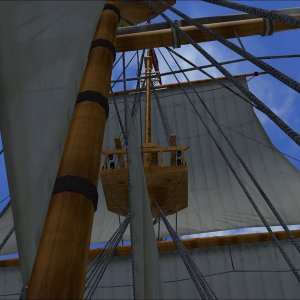 Checking the main sails.