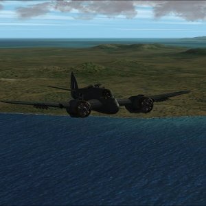 Flying NNE past the central east coast of Ishigaki-Shima with Miyara Airfield in the near distance and the barest trace of Ishigaki Airfield visible i