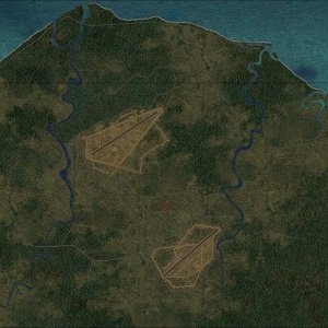 Solomons, Guadalcanal, Koli Point Airfields: Carney Field (Bomber II) top, and Koli Field (Bomber III) bottom