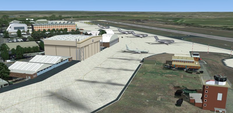 Apron view of fire station and tower in FSX