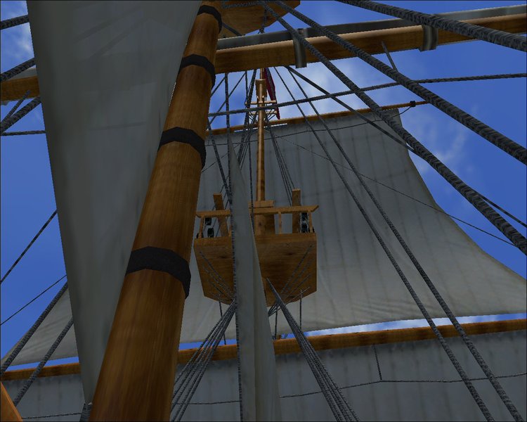 Checking the main sails.