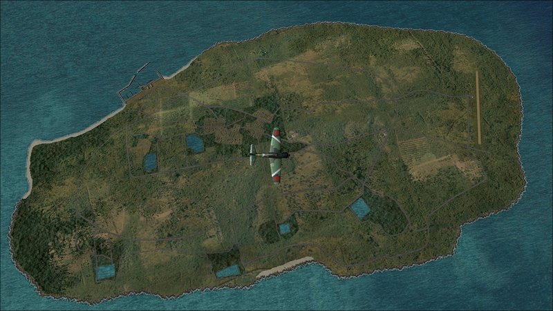 Top down view, flying west to east, of Hateruma-Shima, the southern most island in the Yaeyama-Retto group of islands.